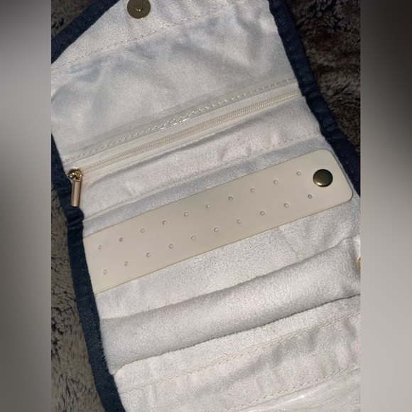 New Navy Blue Small Wallet Travel Clutch Cosmetic Makeup Jewelry Storage Bag - Picture 3 of 5